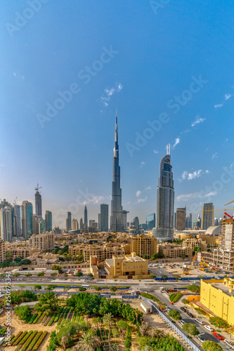 Photography Dubai Downtown skyline at daytime