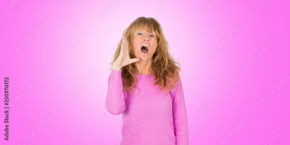 woamn adult isolated in pink background woamn adult isolated in pink background