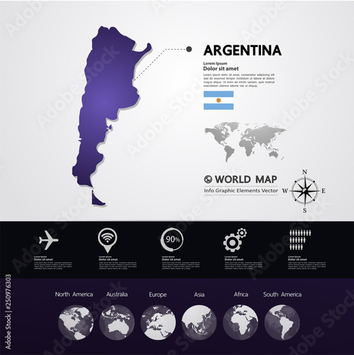 Argentina map vector illustration.