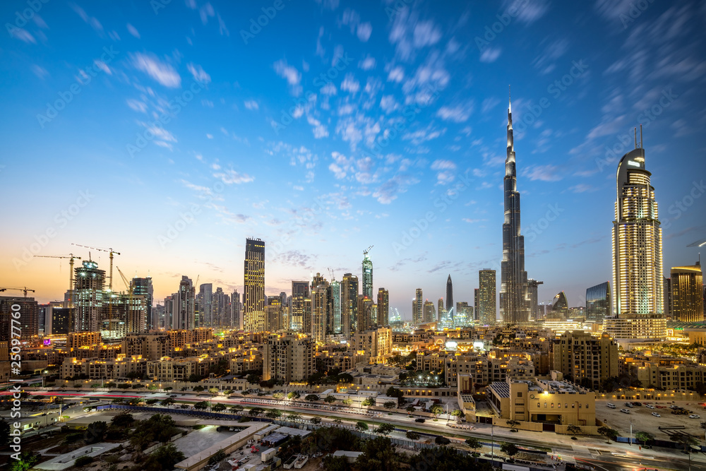 Dubai cityscape at Magic Hour