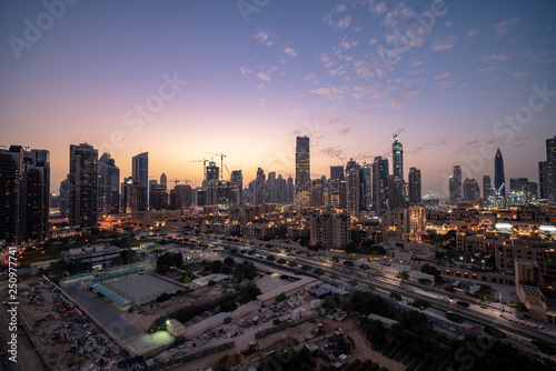 UAE Dubai cityscape at Magic Hour