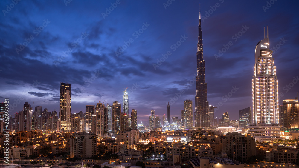 Dubai cityscape at Magic Hour