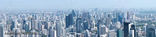 Aerial panoramic view of skyscrapers in Bangkok city  Thailand.