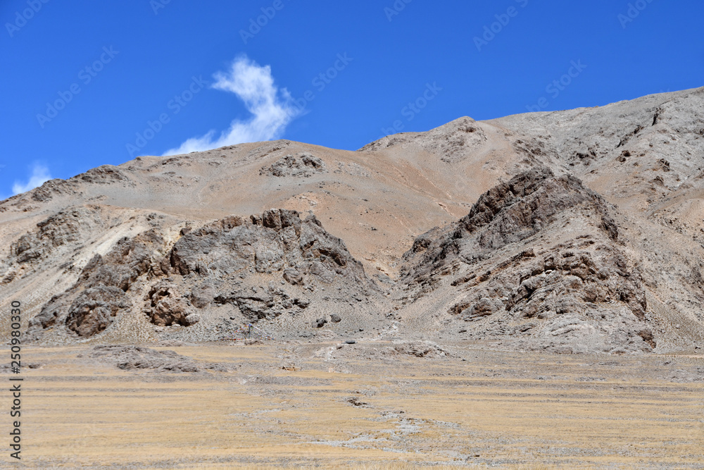 China, Tibet. Himalayas in the area of lake Teri Tashi Nam Co in summer. n sorrow is read face mythical beings China, Tibet. Himalayas in the area of lake Teri Tashi Nam Co in summer. n sorrow is read face mythical beings