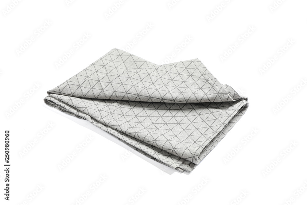 Folded grey napkin isolated on white background Folded grey napkin isolated on white background