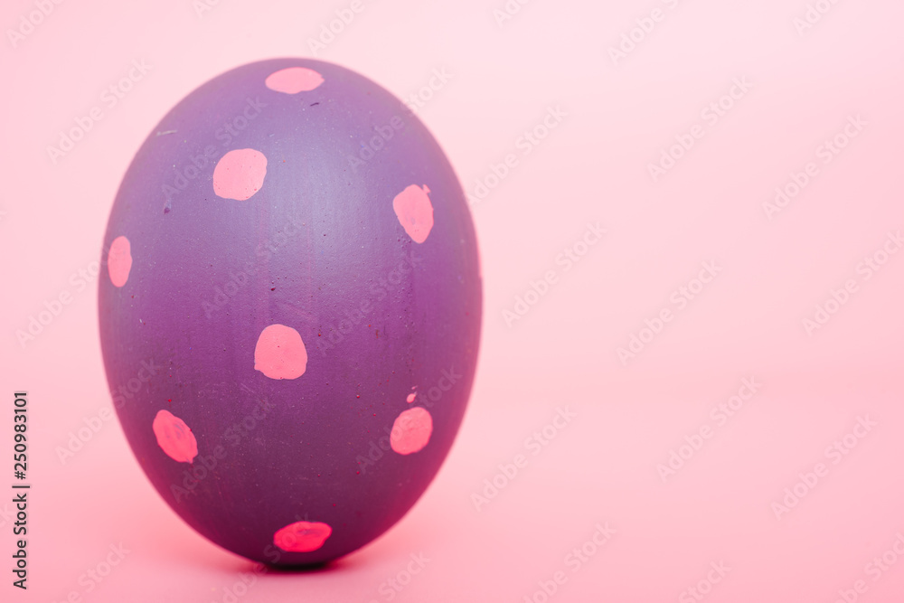 Beautiful Easter purple egg color on pink background