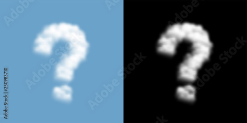 Question mark sign and symbol Cloud or smoke pattern, Doubt concept design illustration isolated float on blue sky background with opacity mask, vector eps 10