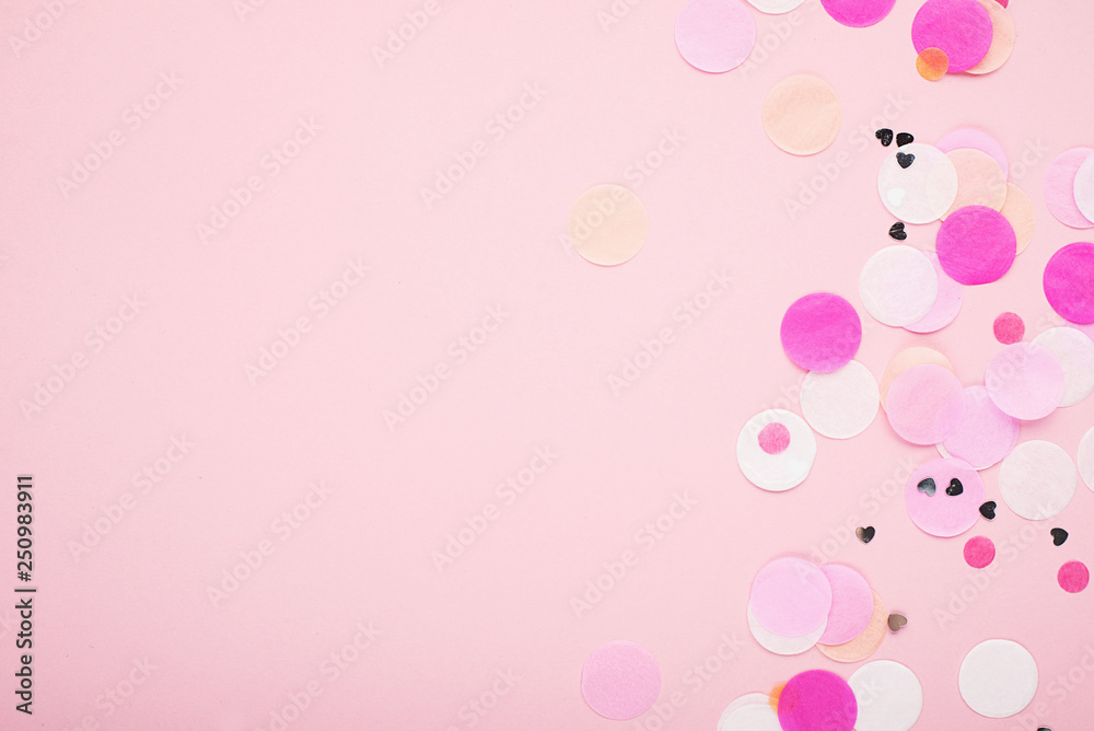 Pink festive universal background with silver confetti. Bright blank for the holiday project. Horizontal, Pink festive universal background with silver confetti. Bright blank for the holiday project. Horizontal,