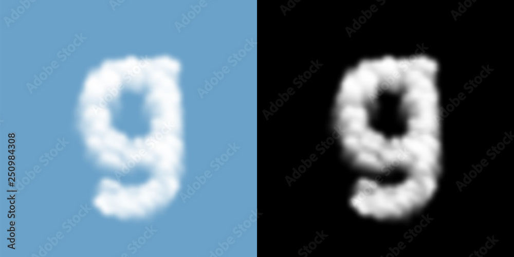 Fototapeta premium Alphabet lowercase set letter g, Cloud or smoke pattern, illustration isolated float on blue sky background, with opacity mask, vector eps 10