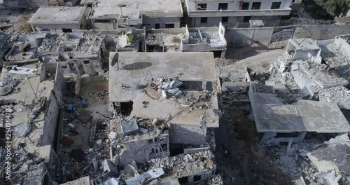 Middle east war, suburbs destroyed due to booming and air strikes, torn buildings, Gaza, Syria, Rafah, Palestine