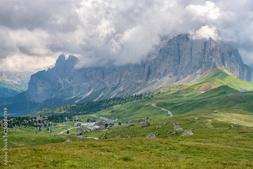 Passo Sella Mountain Pass in the Italian Dolomites
