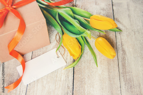 gift and flowers. selective focus. holideys and events. photo