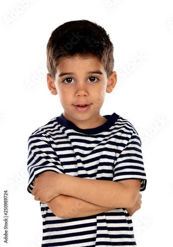 Tableau sur toile Beautiful Child with black eyes