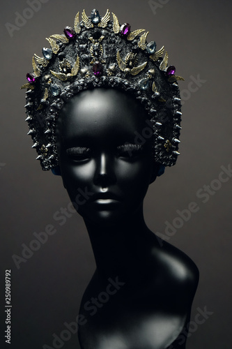 Gothic dark silver headpiece kokoshnik
