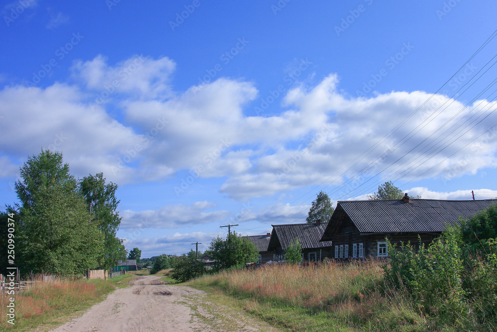 old abandoned Russian village. Russian North. Beautiful and sad rural summer landscape old abandoned Russian village. Russian North. Beautiful and sad rural summer landscape