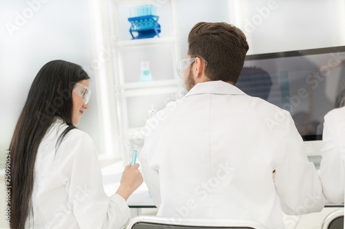 group of scientists biologists working in the laboratory.