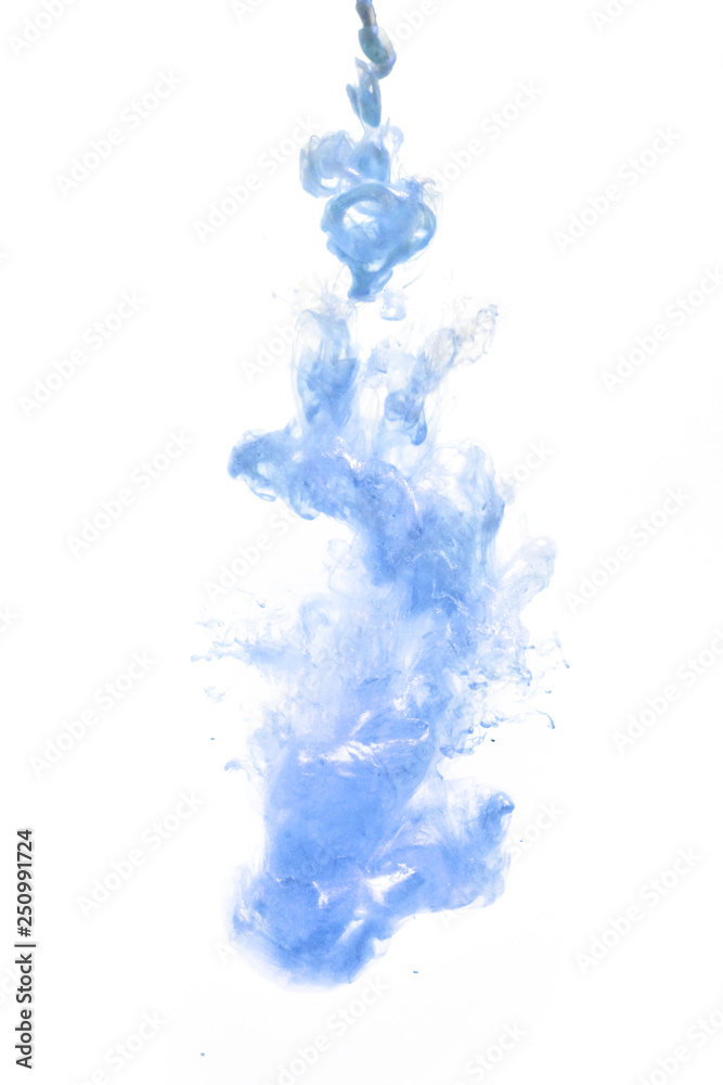 blue paint in water, explosion of paint under water ink. blue paint in water, explosion of paint under water ink.