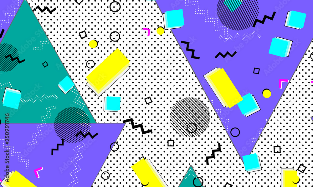 Fototapeta premium Pop art color background. Memphis pattern
