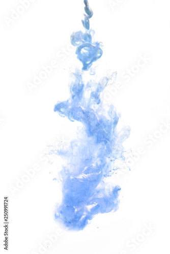 blue paint in water, explosion of paint under water ink.