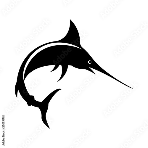 Vector, isolated, flat image of fish marlin on a white background