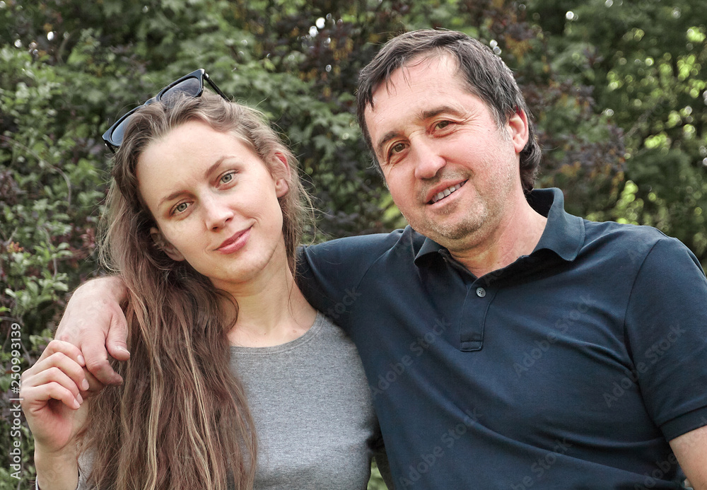 young husband and wife on a walk in the Park