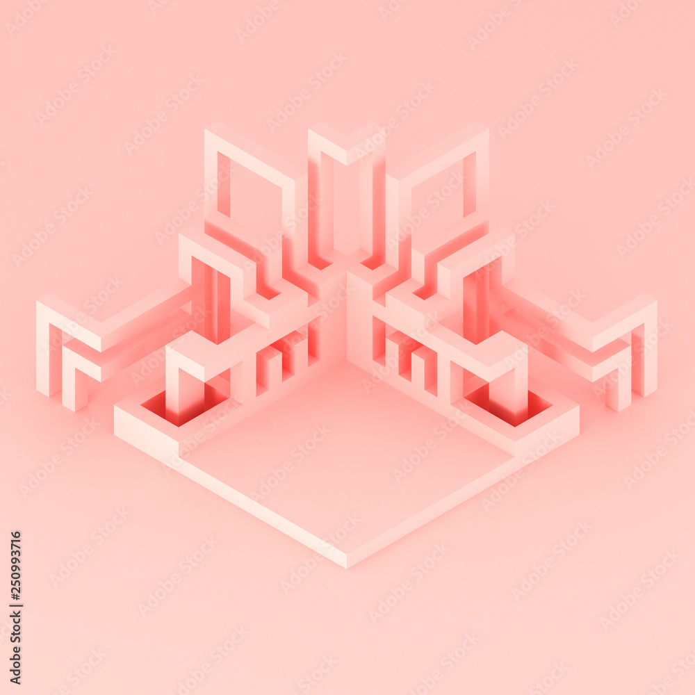 Abstract geometric modern podium with developing tube structures 3D illustration Abstract geometric modern podium with developing tube structures 3D illustration