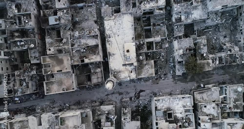 Wallpaper Mural Damascus suburb destroyed in aerial view, Syria Torontodigital.ca