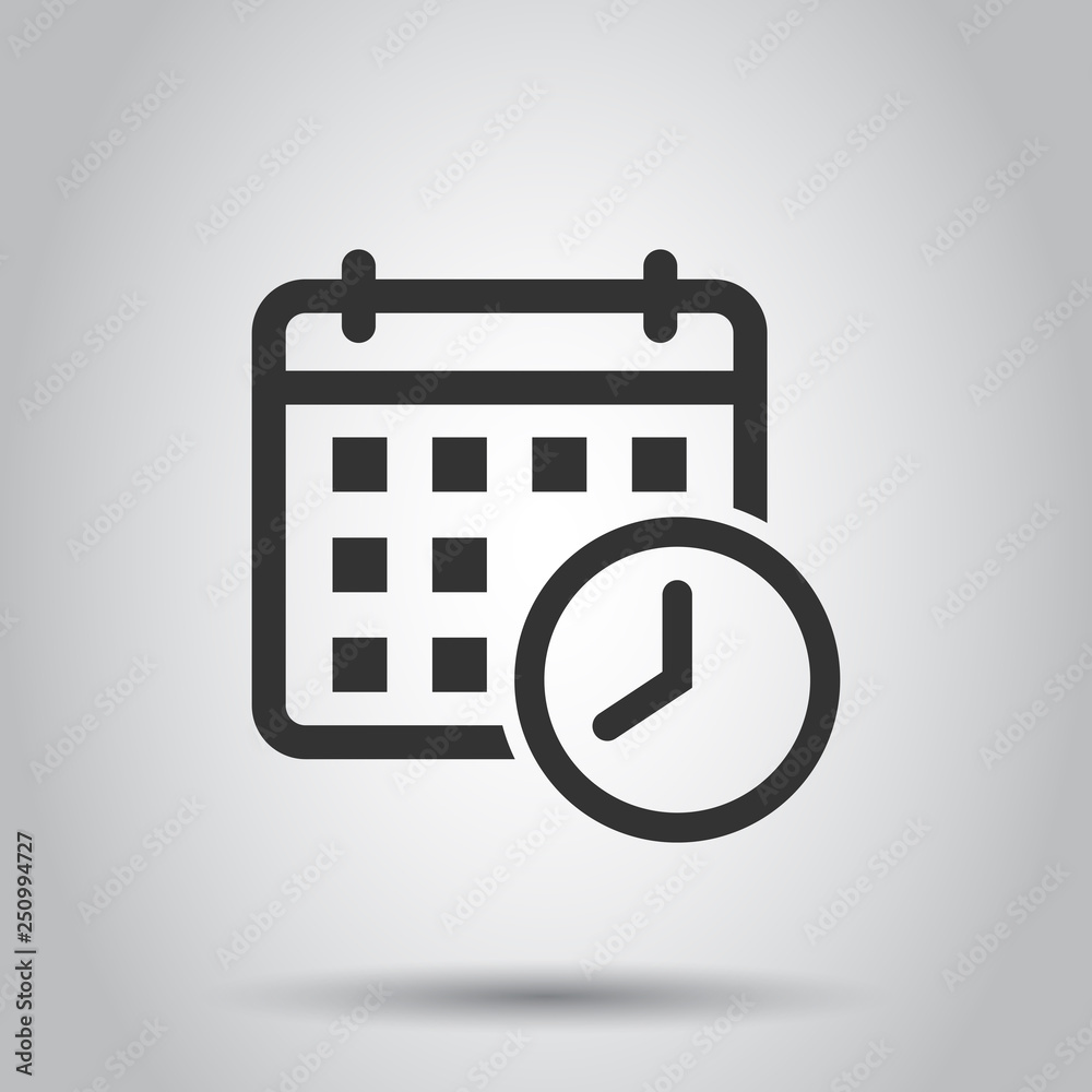 Calendar agenda icon in flat style. Planner vector illustration on white background. Calendar business concept. Calendar agenda icon in flat style. Planner vector illustration on white background. Calendar business concept.