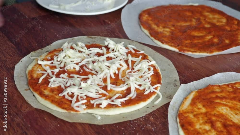 chef making pizza process close up chef making pizza process close up