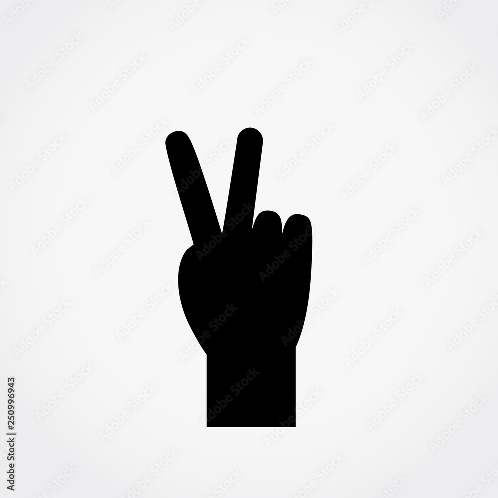 Fototapeta premium Hand gesture symbol, victory icon vector illustration.