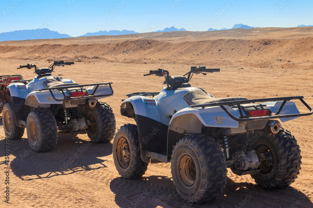 ATV quad bikes for safari trips in Arabian desert, Egypt ATV quad bikes for safari trips in Arabian desert, Egypt
