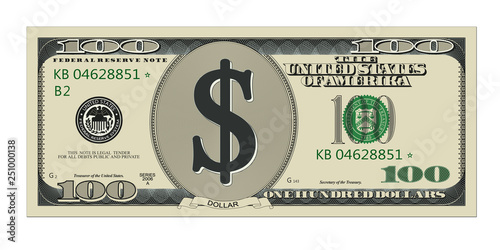 One hundred dollar bill. High quality, detailed american banknote.