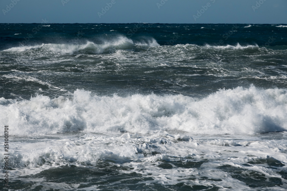Rough sea by a windy day in Andalusia, Spain.