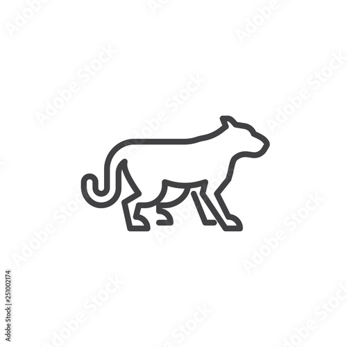 Wild cat side view line icon. linear style sign for mobile concept and web design. guepard cat standing outline vector icon. Cheetah symbol  logo illustration. Pixel perfect vector graphics