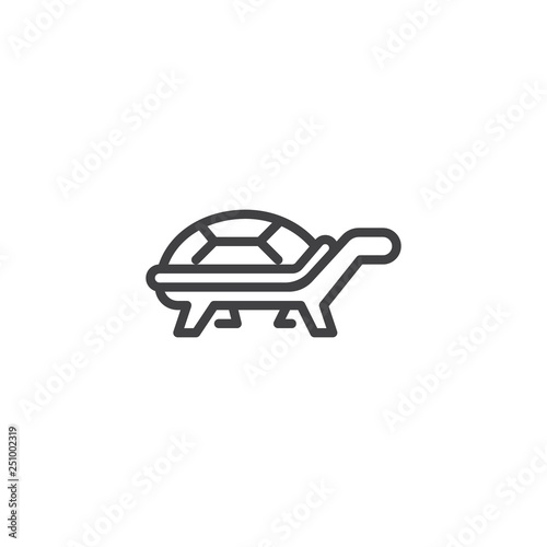 Turtle side view line icon. linear style sign for mobile concept and web design. walking turtle outline vector icon. Wild animal symbol, logo illustration. Pixel perfect vector graphics