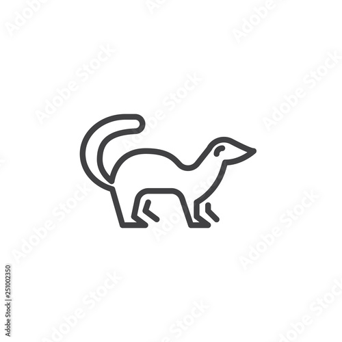 Mink side view line icon. linear style sign for mobile concept and web design. marten standing outline vector icon. Wild forest animal symbol  logo illustration. Pixel perfect vector graphics