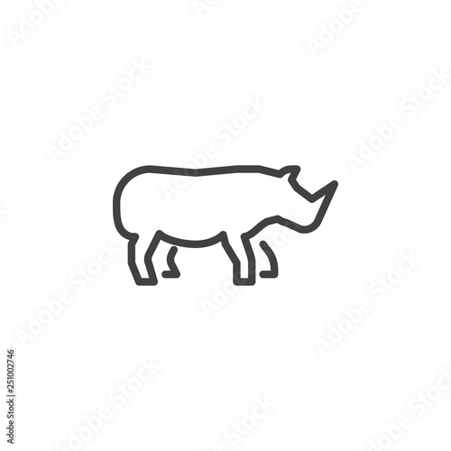 Rhino side view line icon. linear style sign for mobile concept and web design. Rhinoceros outline vector icon. Wild animal symbol, logo illustration. Pixel perfect vector graphics
