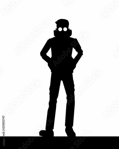 Man in Gas mask silhouette walking, vector illustration. © sarawut795