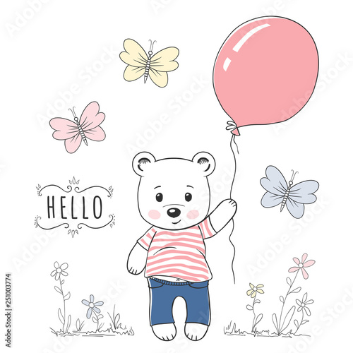 Cute little bear with balloon