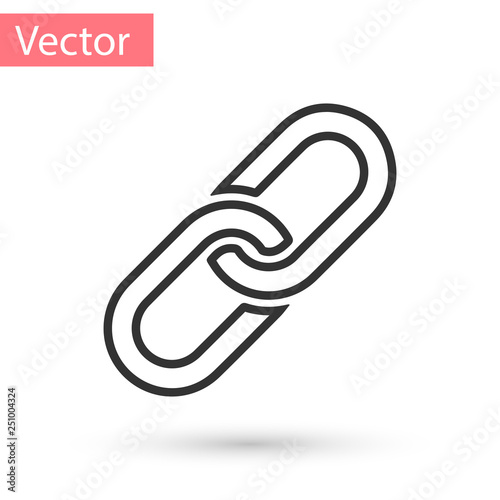 Grey Chain link icon isolated on white background. Link single. Vector Illustration