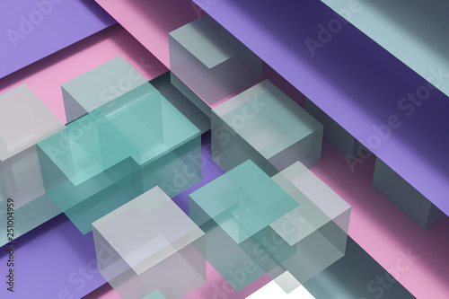 Fototapeta Naklejka Na Ścianę i Meble -  Colorful paper shape, 3d rendering