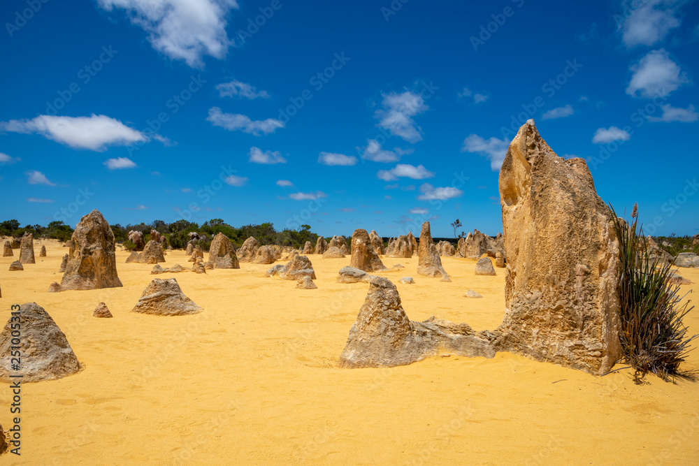 Upright standing rocks at the Pinnacles Desert in Western Australia