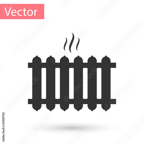 Grey Heating radiator icon isolated on white background. Vector Illustration