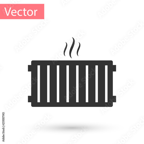 Grey Heating radiator icon isolated on white background. Vector Illustration