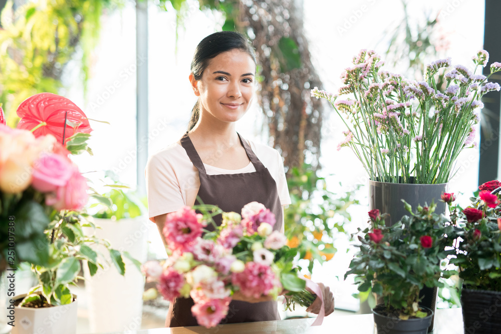 Girl working in florist shop