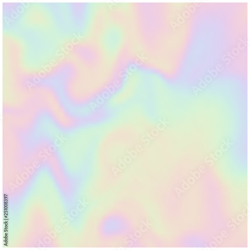 Vector holographic background. Pearlescent texture. Iridescent design in pastel hues. Hologram abstract background.