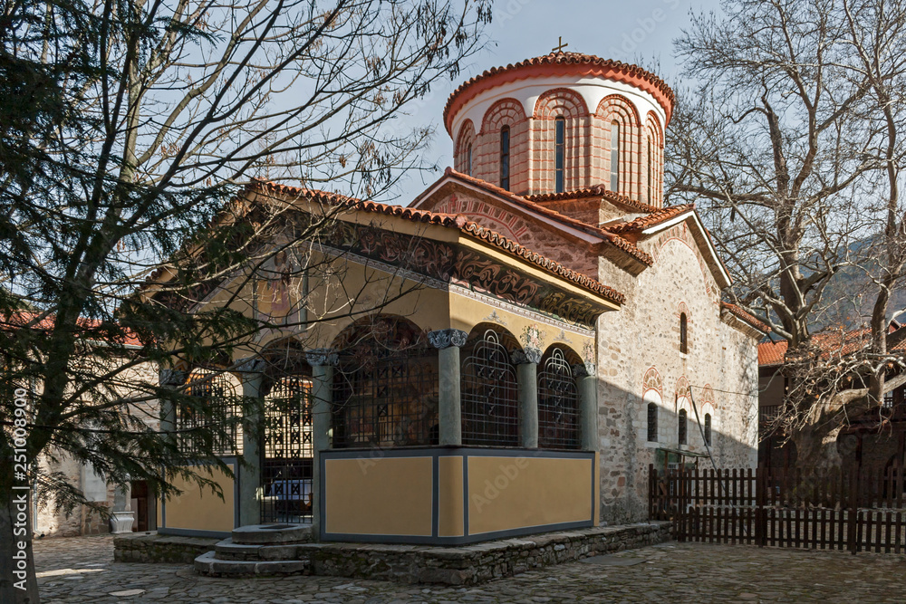Obraz premium Buildings in Medieval Bachkovo Monastery Dormition of the Mother of God, Bulgaria