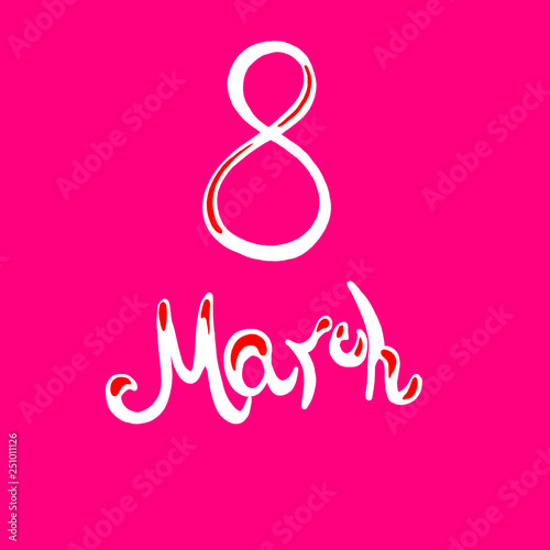 March 8 on a pink background