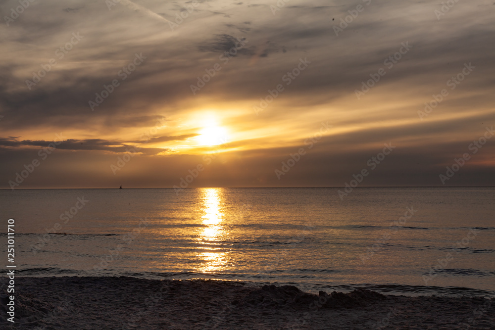 Sunset on the beach, polish sea baltic