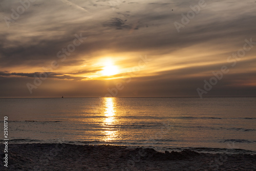 Sunset on the beach, polish sea baltic